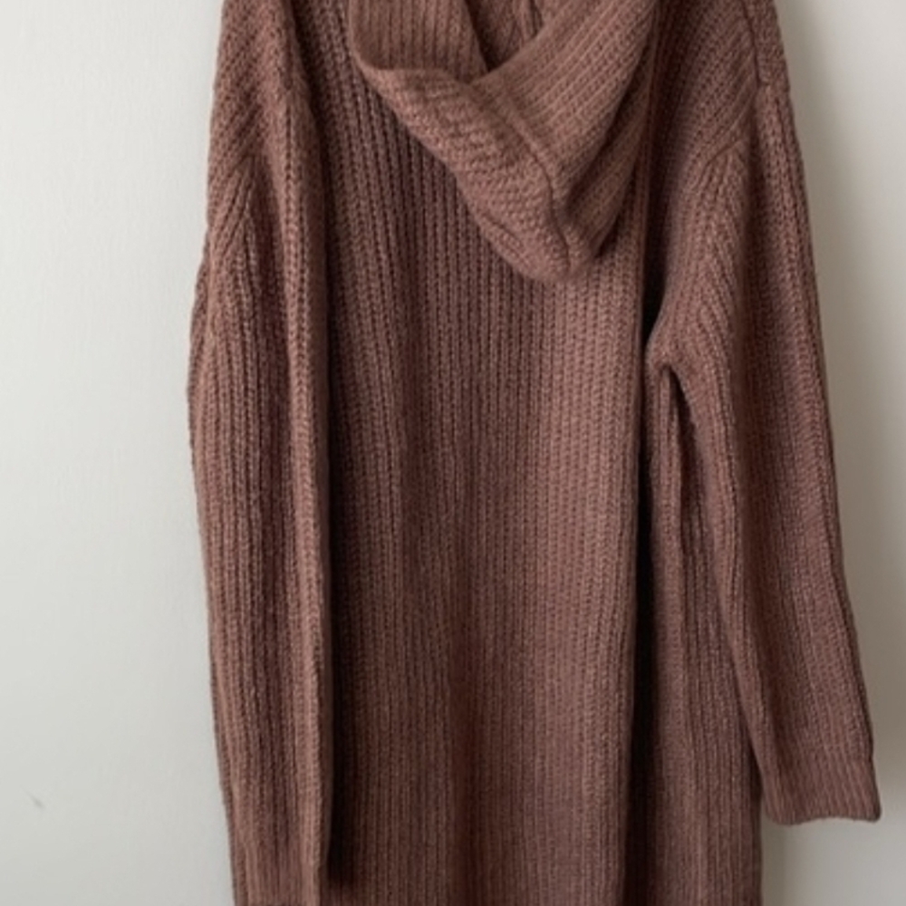 TALULAH Ribbed Hooded Long Cardigan in Camel - Picture 5 of 8